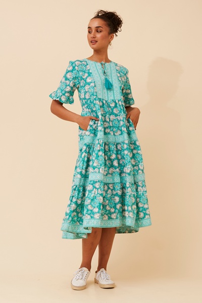 JANESSA FLORAL TIERED DRESS