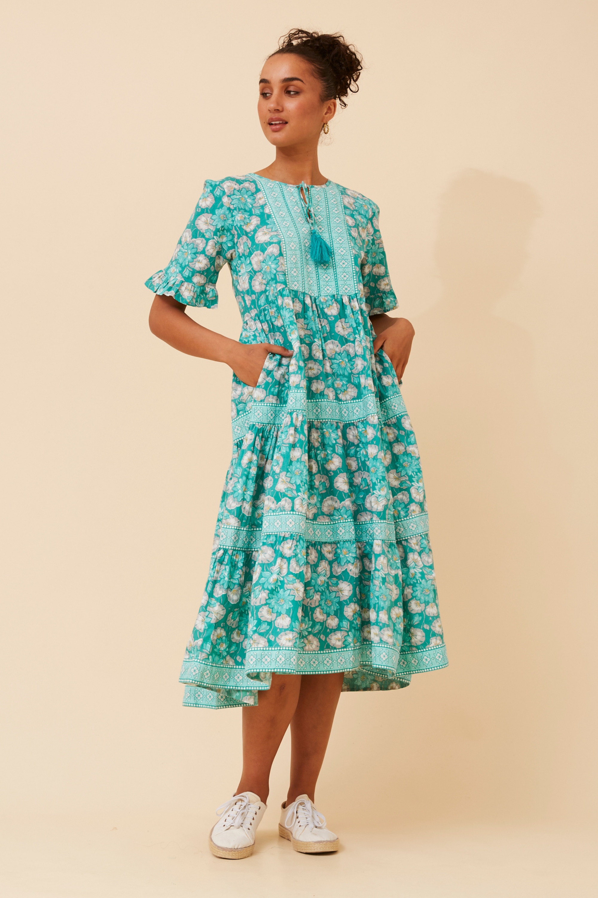 JANESSA FLORAL TIERED DRESS