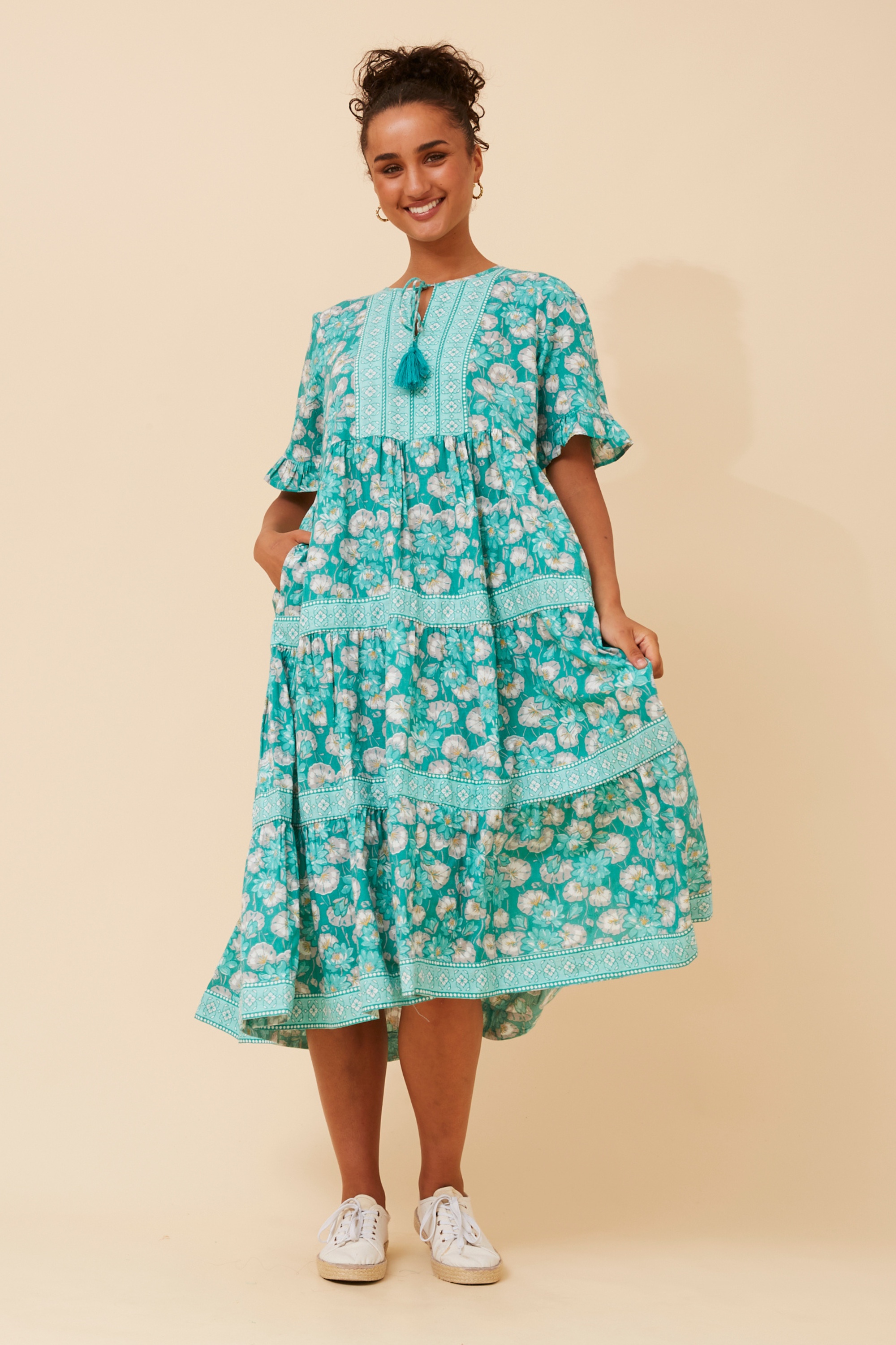 JANESSA FLORAL TIERED DRESS