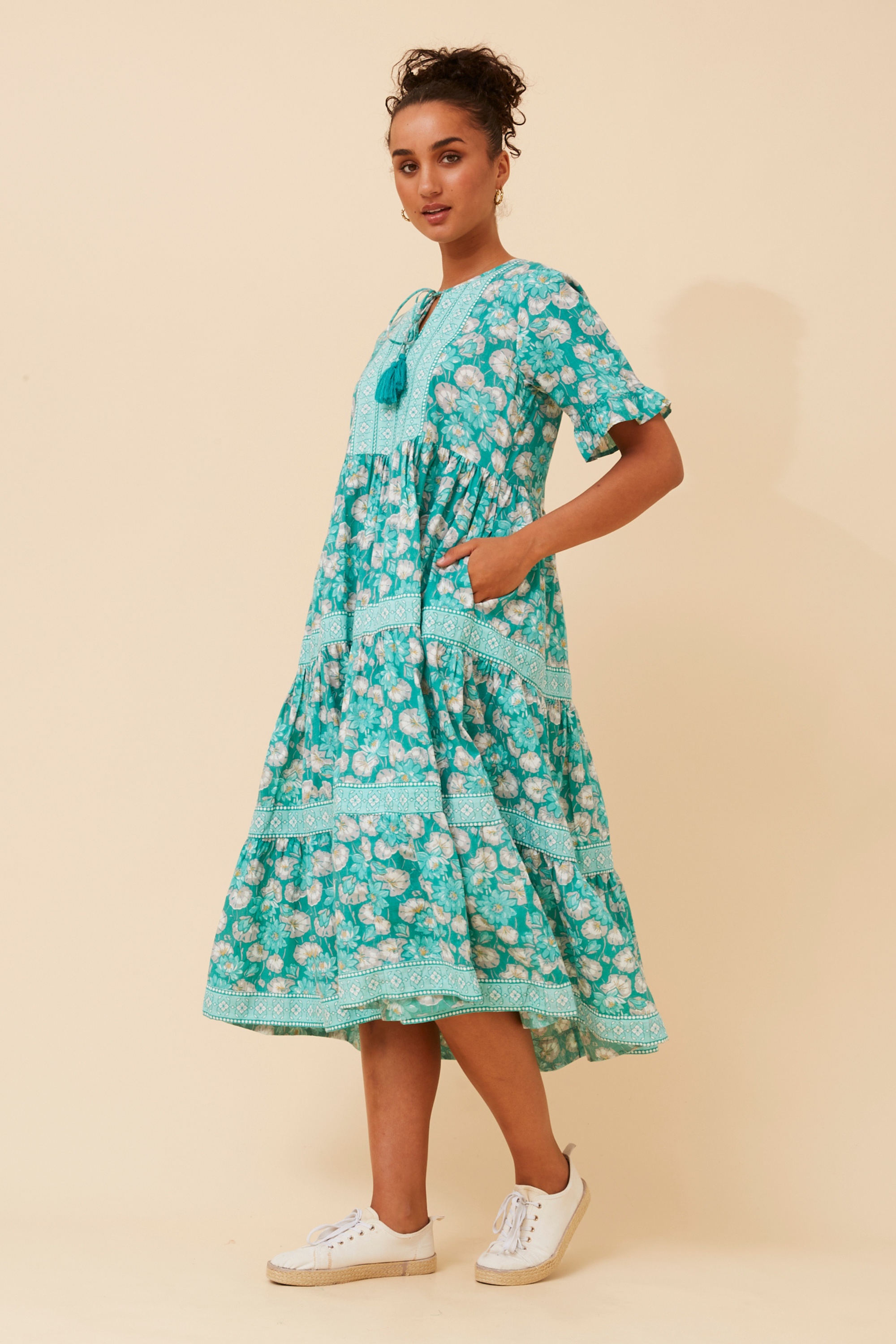 JANESSA FLORAL TIERED DRESS