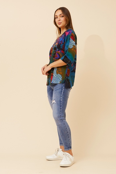 JANINA ASYMMETRICAL PRINTED TOP
