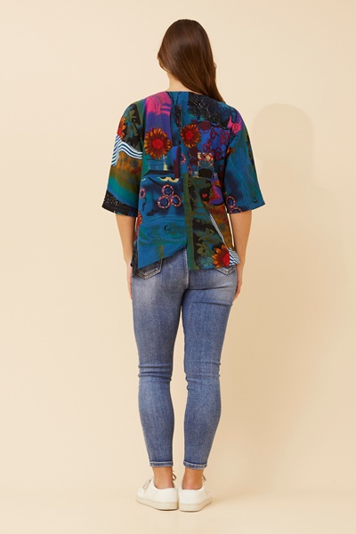 JANINA ASYMMETRICAL PRINTED TOP