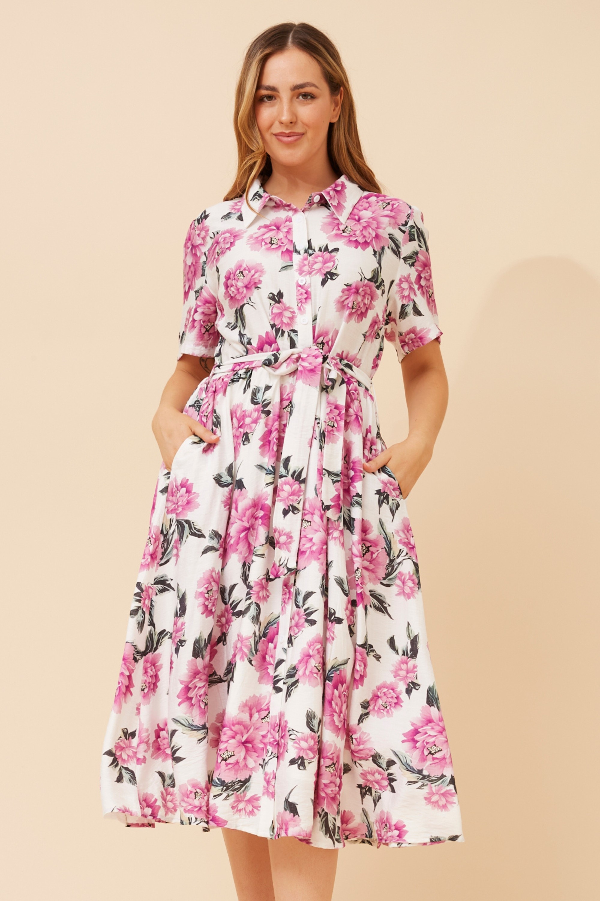 JANIYAH FLORAL PRINT SHIRT DRESS