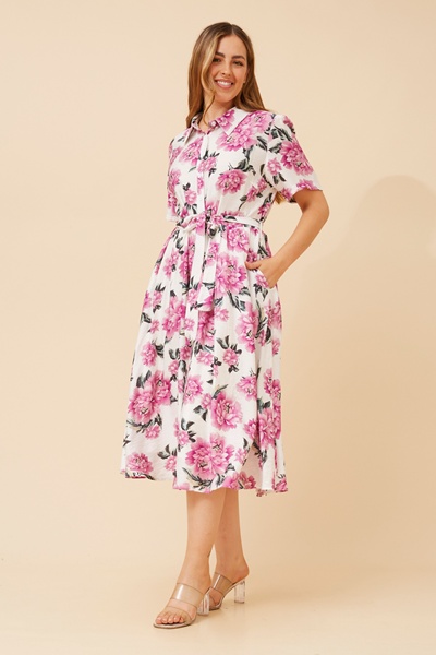 JANIYAH FLORAL PRINT SHIRT DRESS