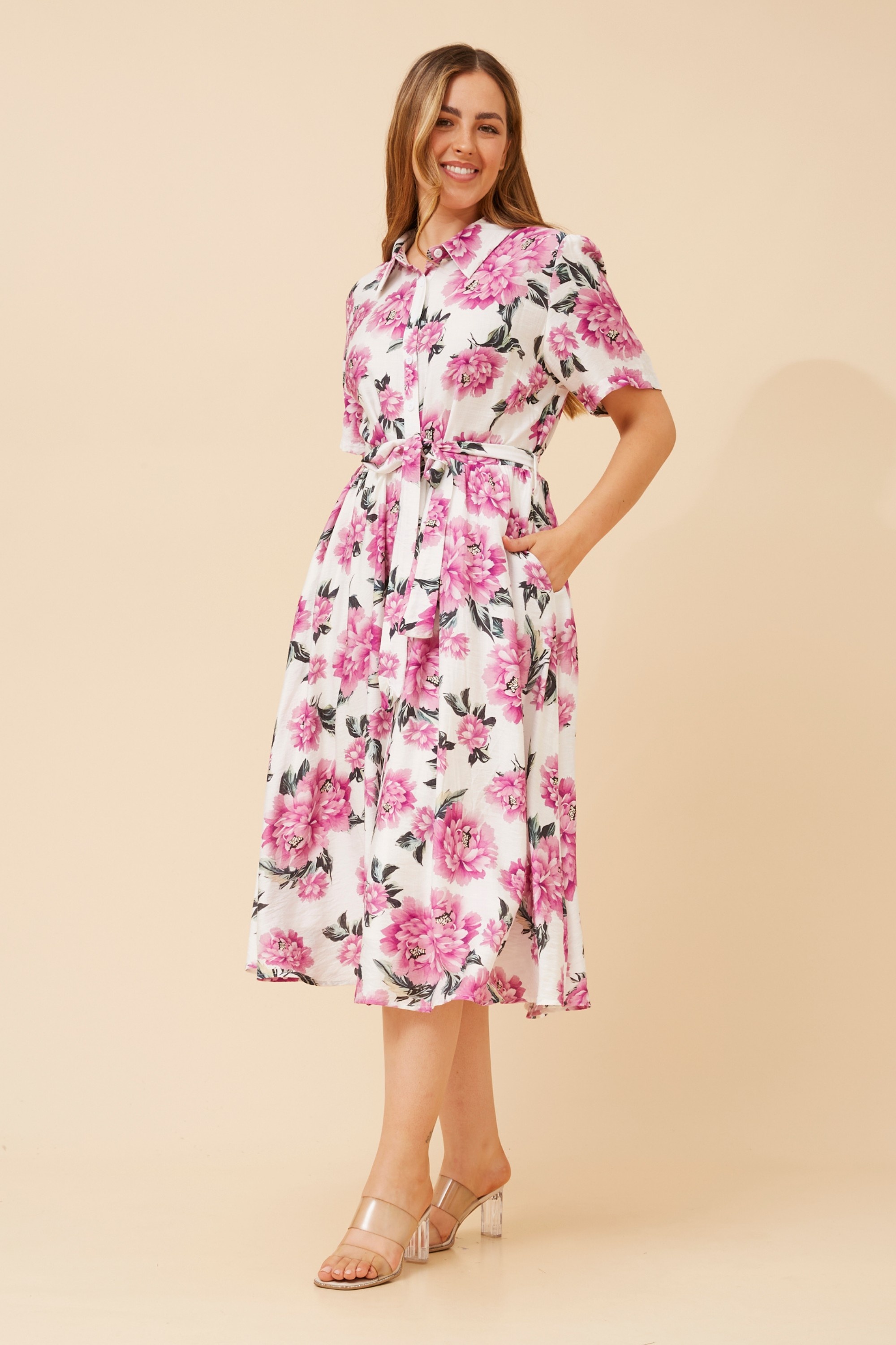 JANIYAH FLORAL PRINT SHIRT DRESS