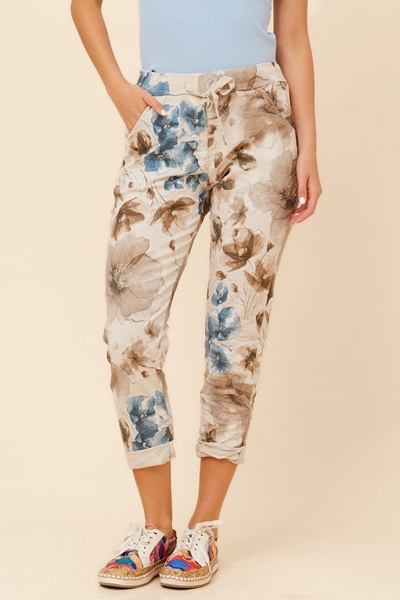 JANJA FLORAL LINEN JOGGER PANTS