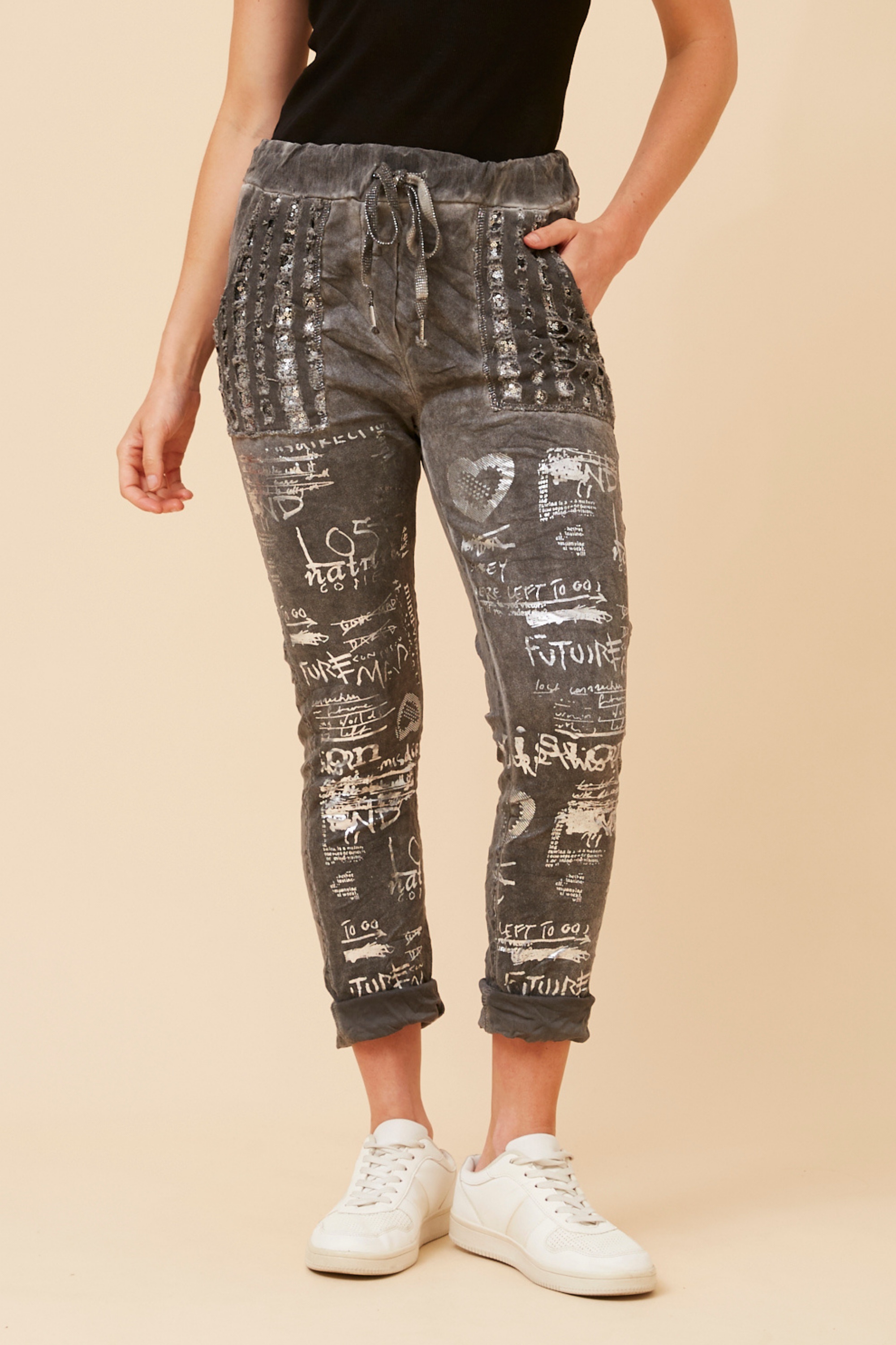 JANJA FOIL PRINT PANTS