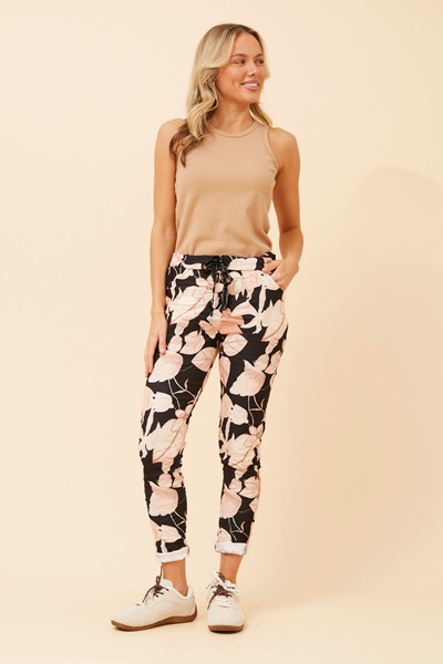 JANJA LEAF PRINT JOGGER PANTS