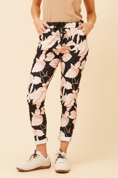 JANJA LEAF PRINT JOGGER PANTS