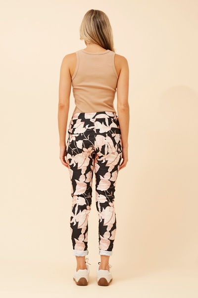 JANJA LEAF PRINT JOGGER PANTS