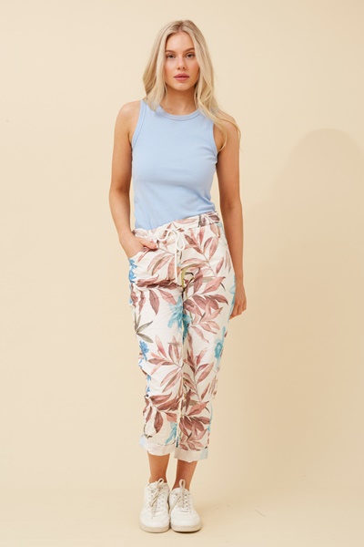 JANJA LEAF PRINT JOGGER PANTS