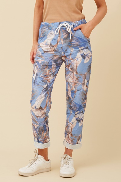 JANJA LEAF PRINT JOGGER PANTS