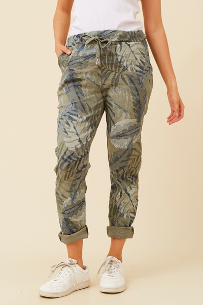 JANJA LEAF PRINT JOGGER PANTS