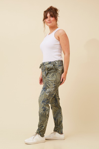 JANJA LEAF PRINT JOGGER PANTS