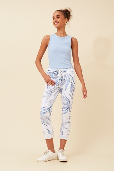 JANJA LEAF PRINT JOGGER PANTS