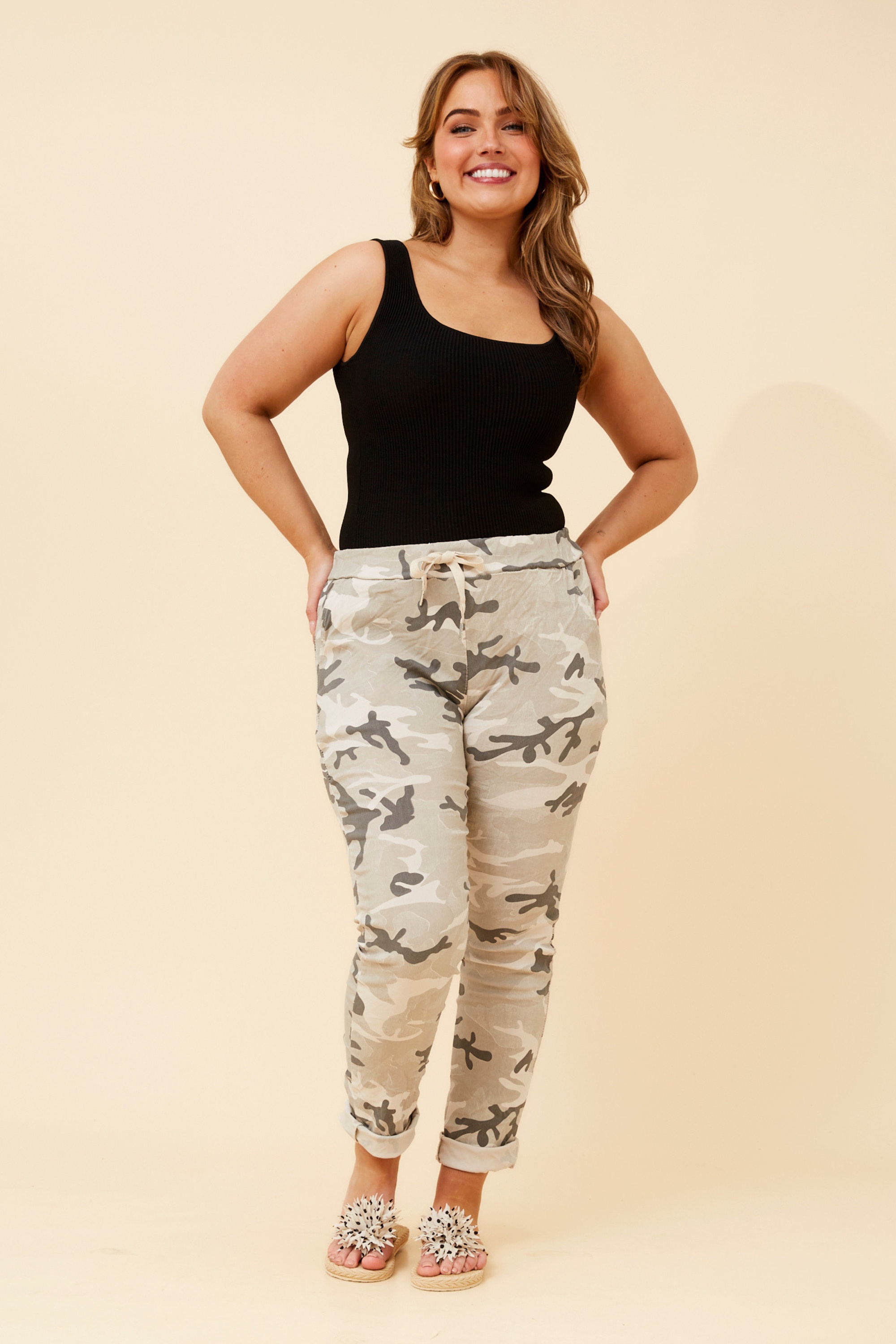 JANJA MILITARY PRINT JOGGER PANTS