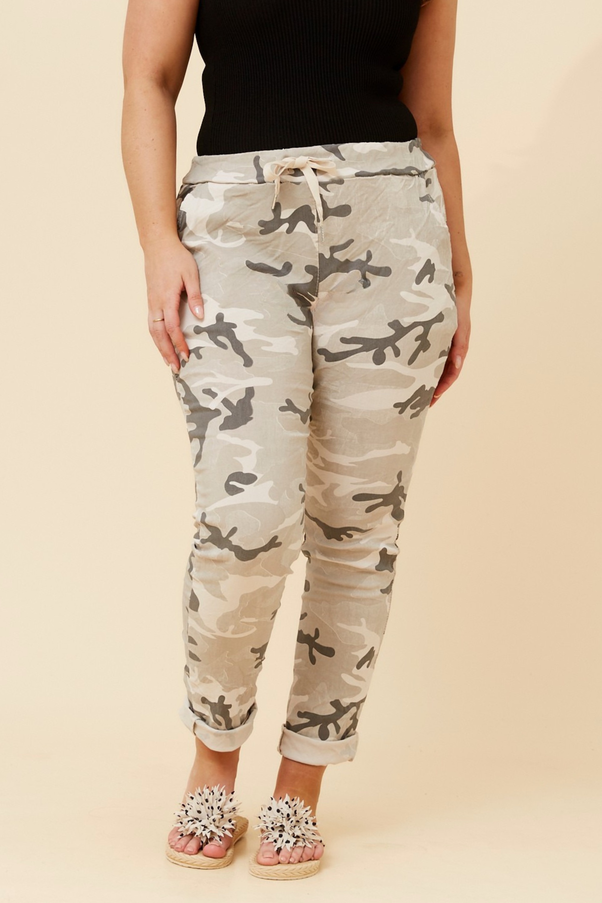 JANJA MILITARY PRINT JOGGER PANTS