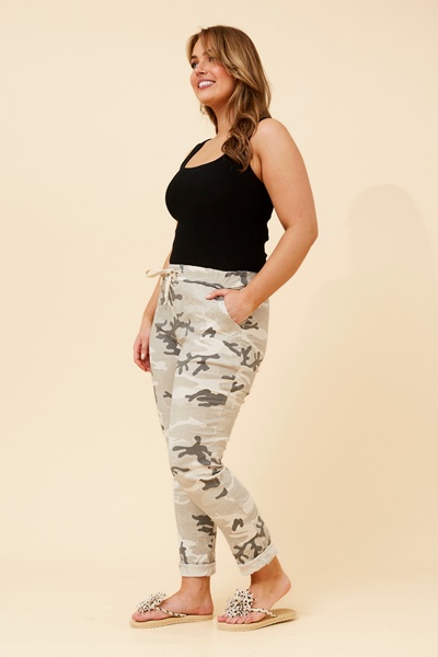 JANJA MILITARY PRINT JOGGER PANTS