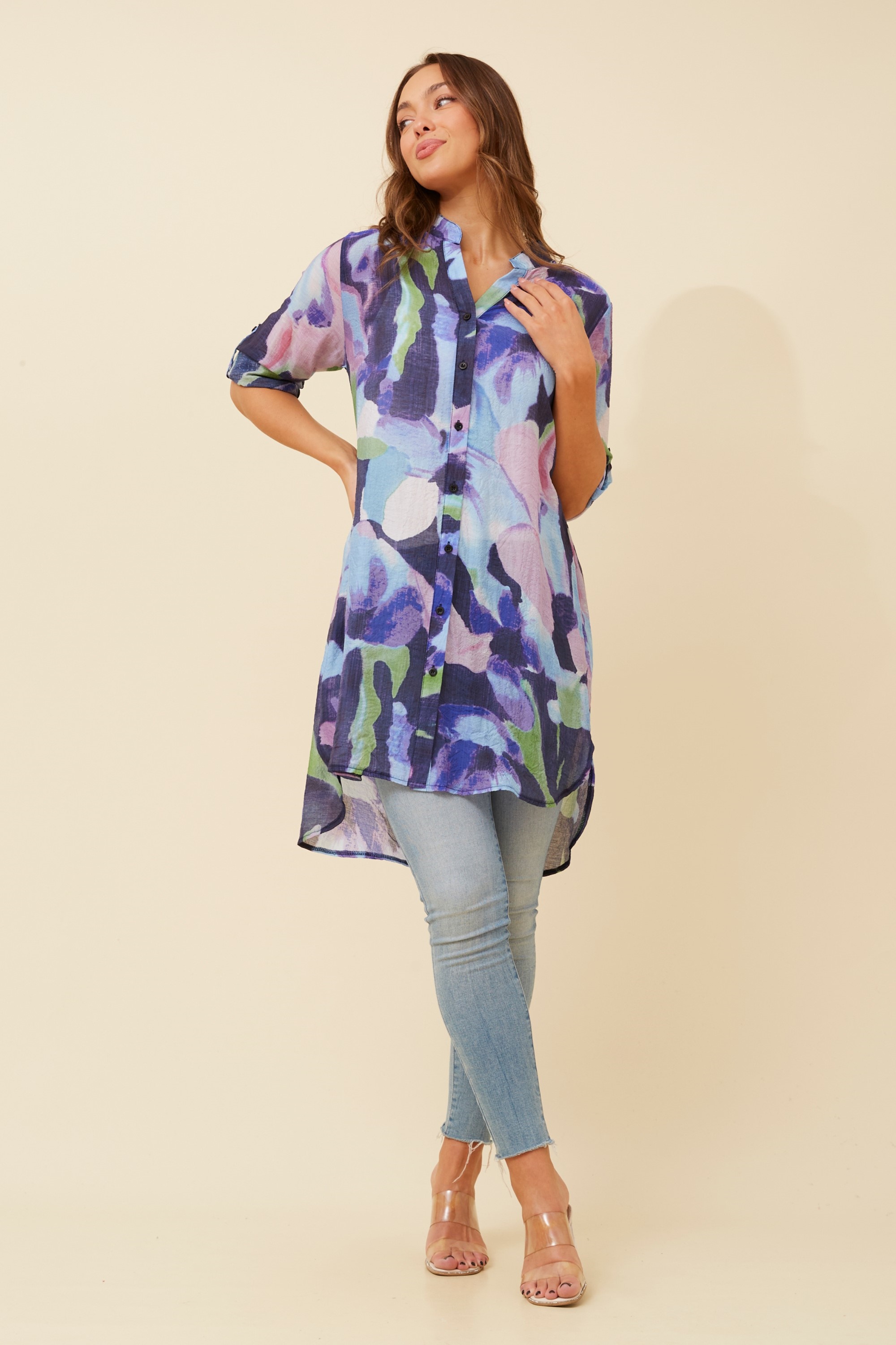 JANSON ABSTRACT PRINT TUNIC SHIRT