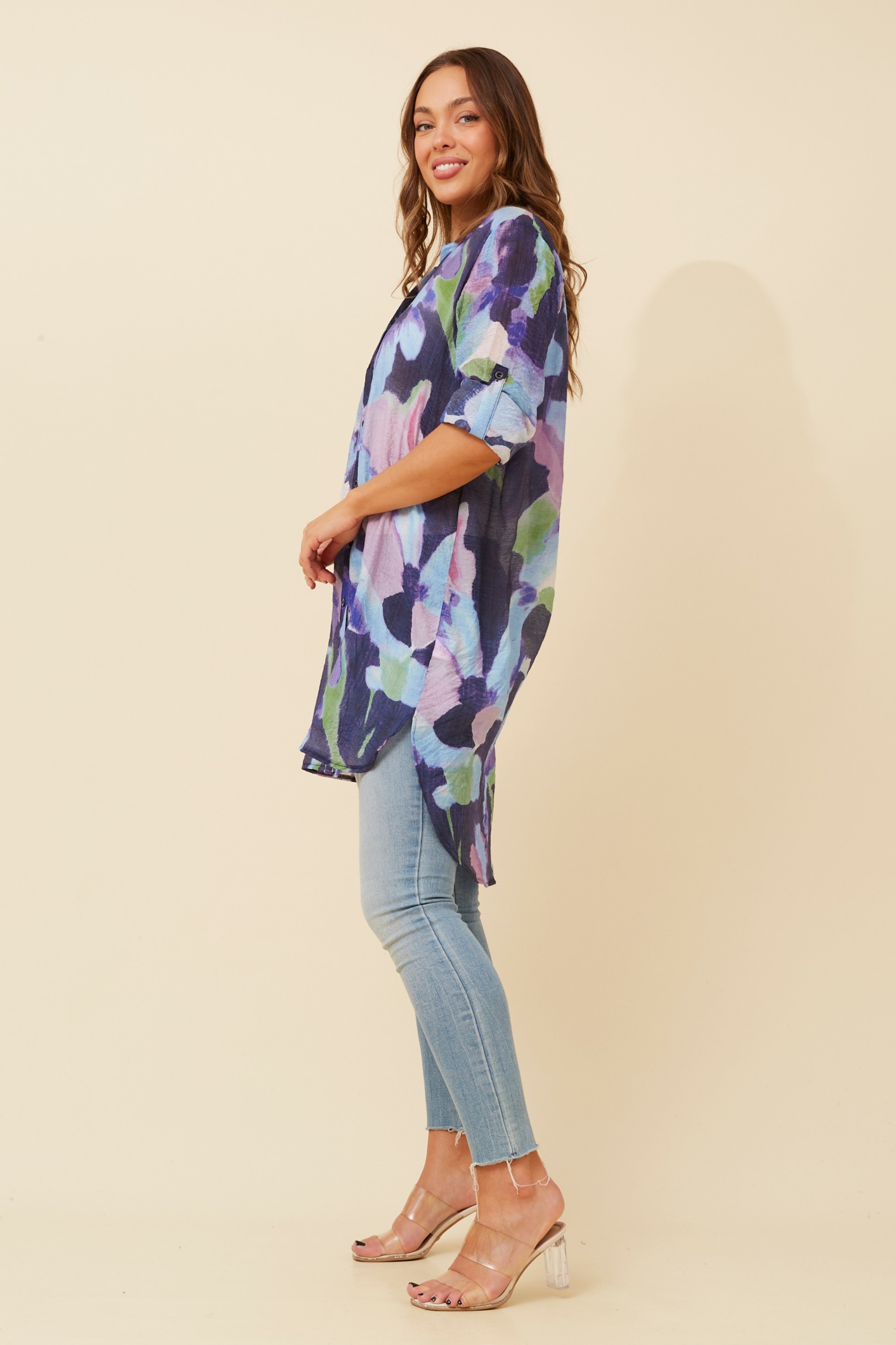 JANSON ABSTRACT PRINT TUNIC SHIRT