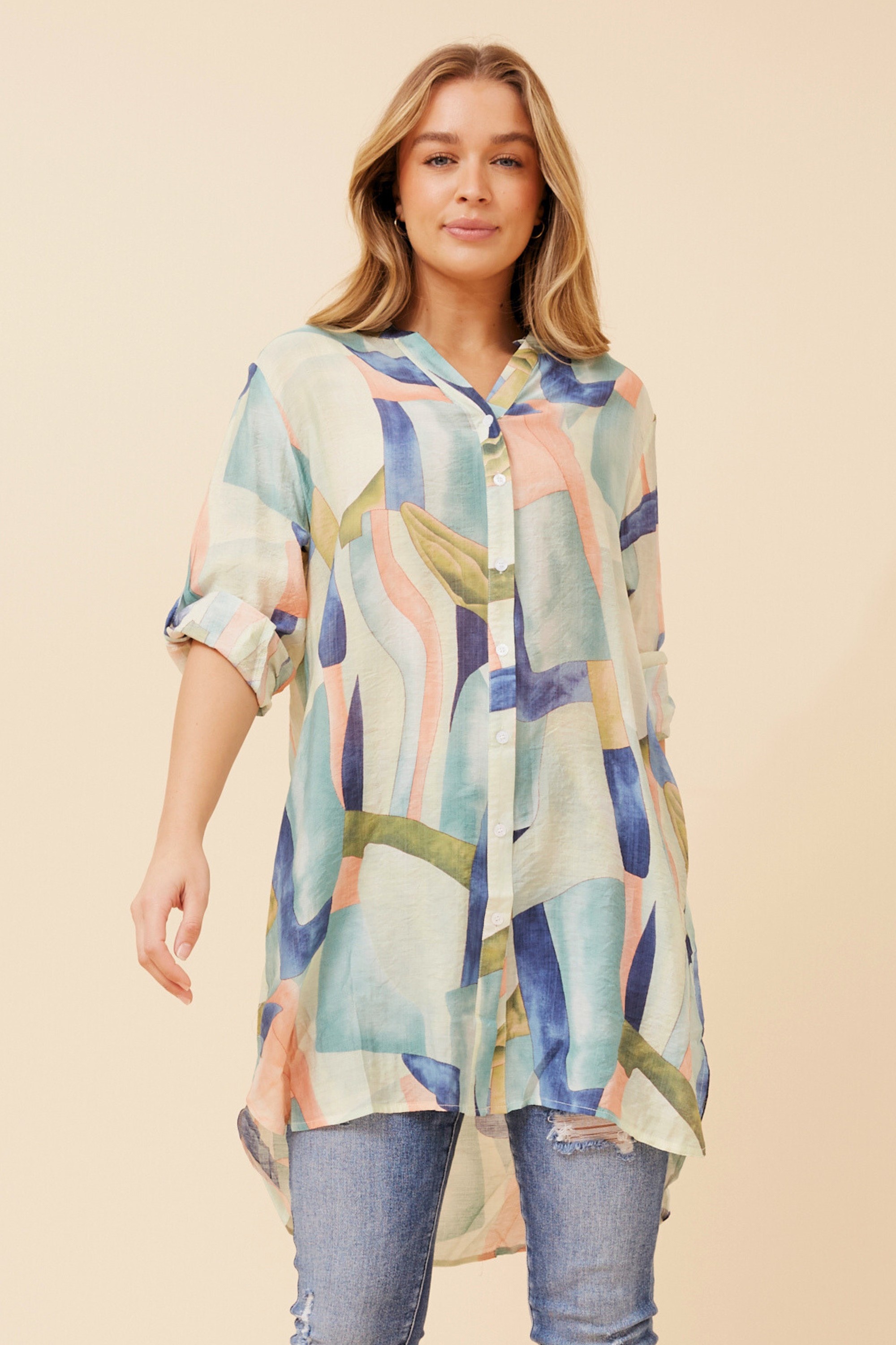 JANSON ABSTRACT PRINT TUNIC SHIRT