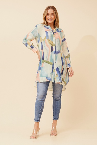 JANSON ABSTRACT PRINT TUNIC SHIRT