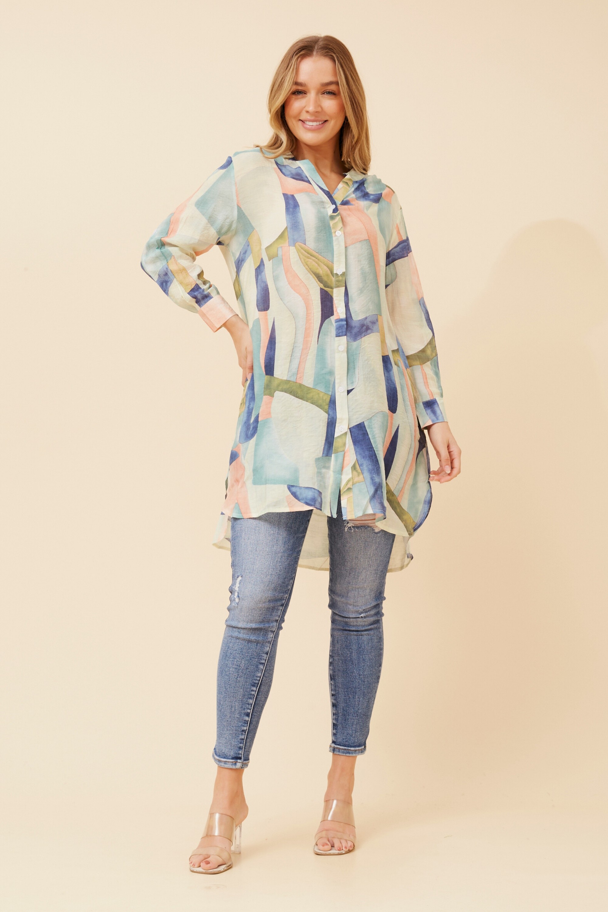 JANSON ABSTRACT PRINT TUNIC SHIRT