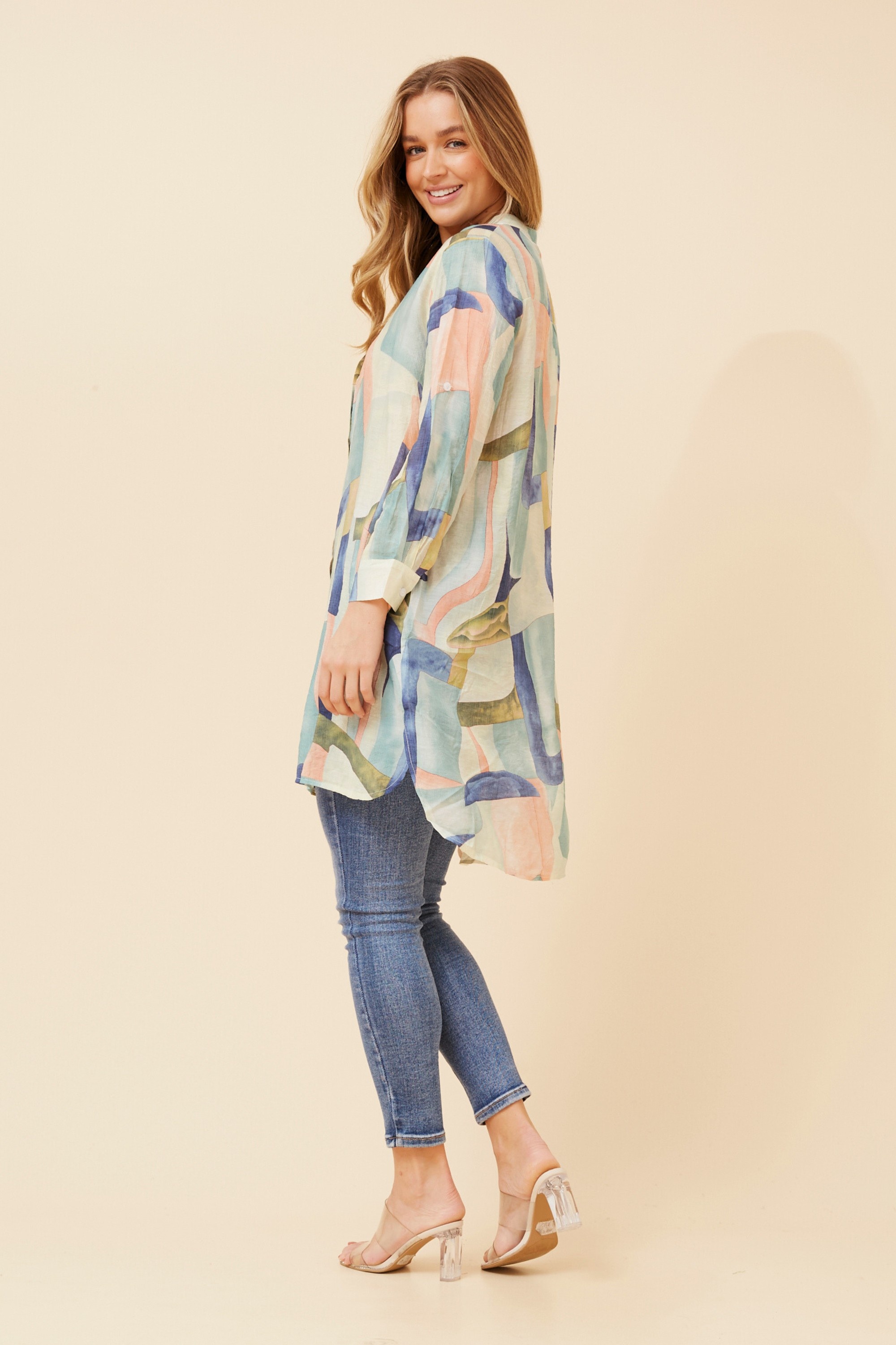 JANSON ABSTRACT PRINT TUNIC SHIRT