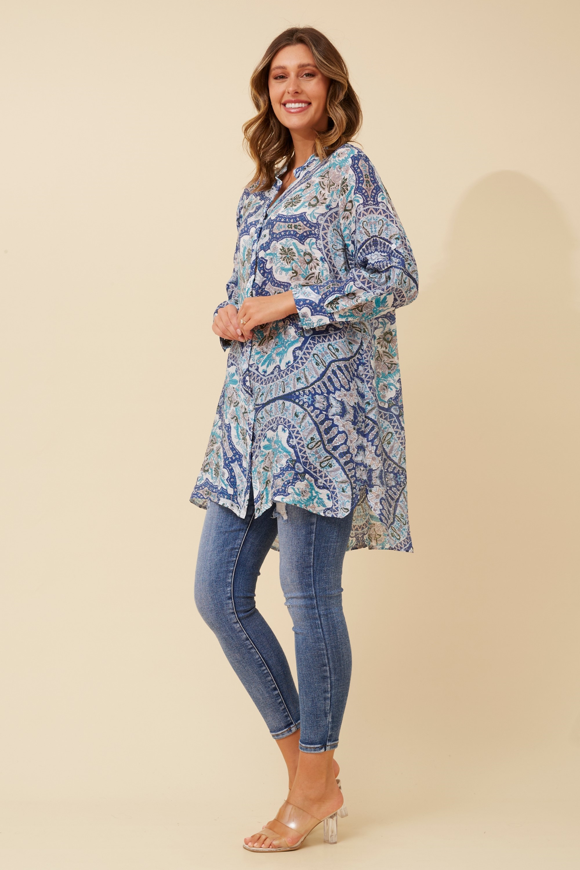 JANSON ABSTRACT PRINT TUNIC TOP