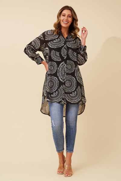 JANSON ABSTRACT PRINT TUNIC TOP