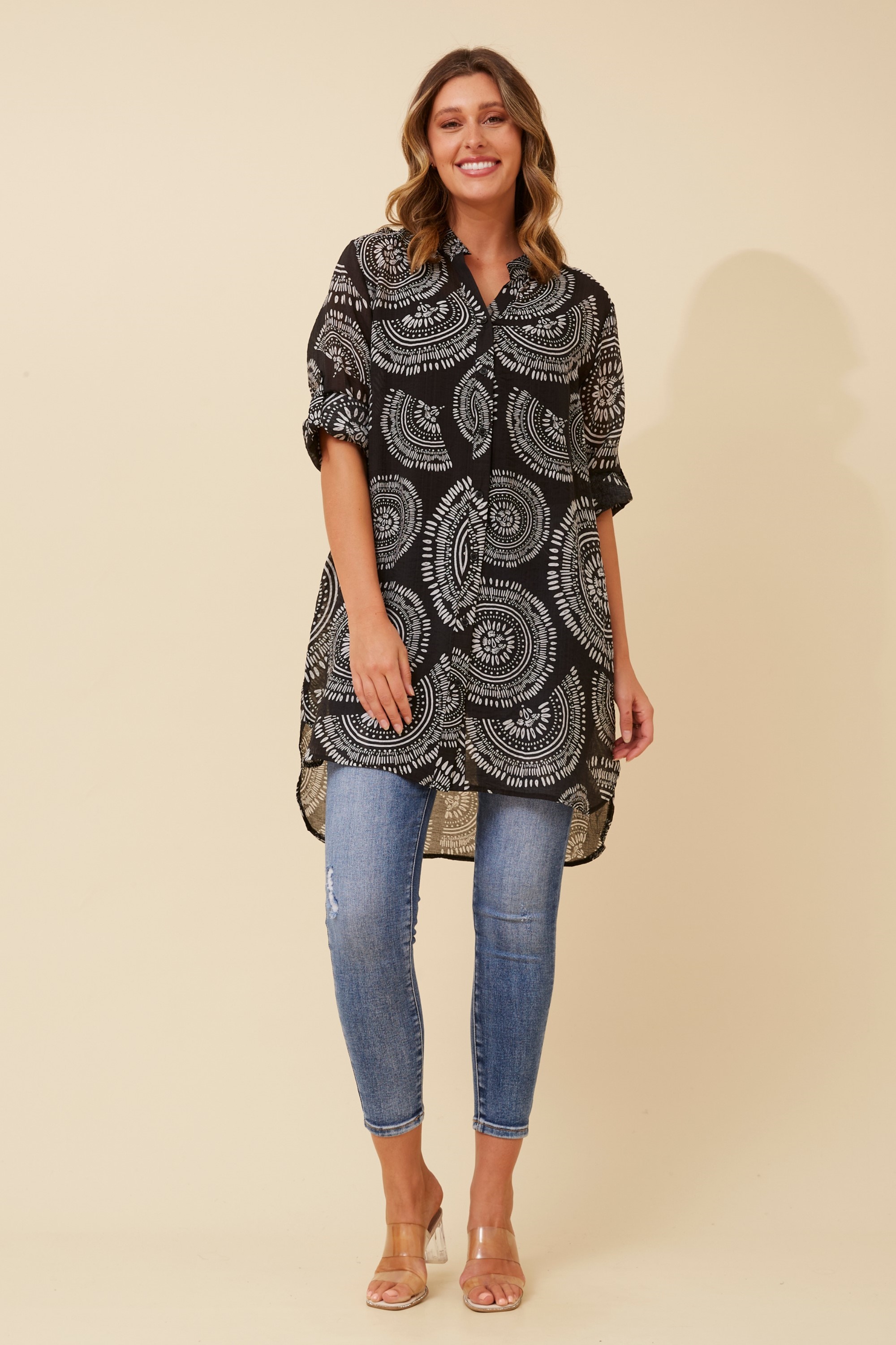 JANSON ABSTRACT PRINT TUNIC TOP