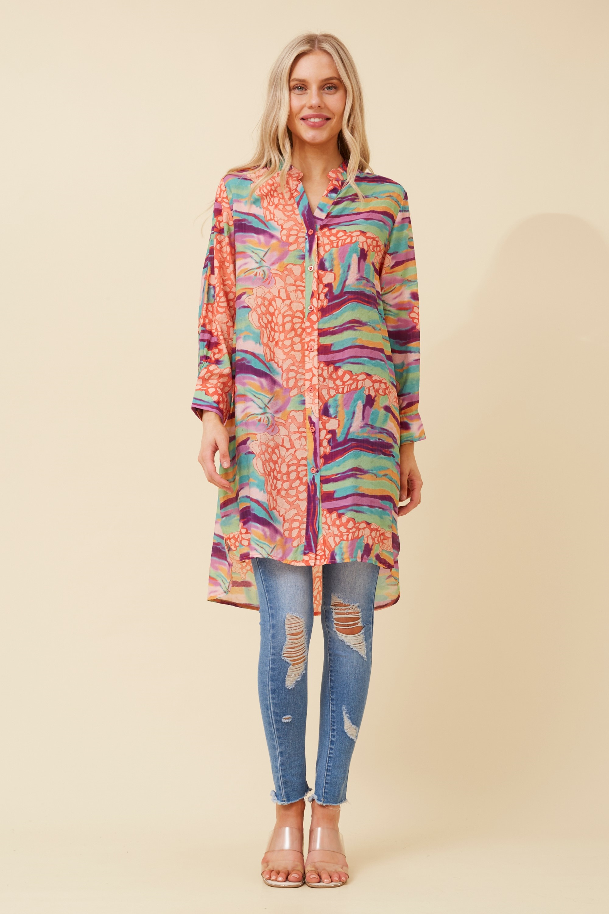 JANSON ABSTRACT PRINT TUNIC TOP