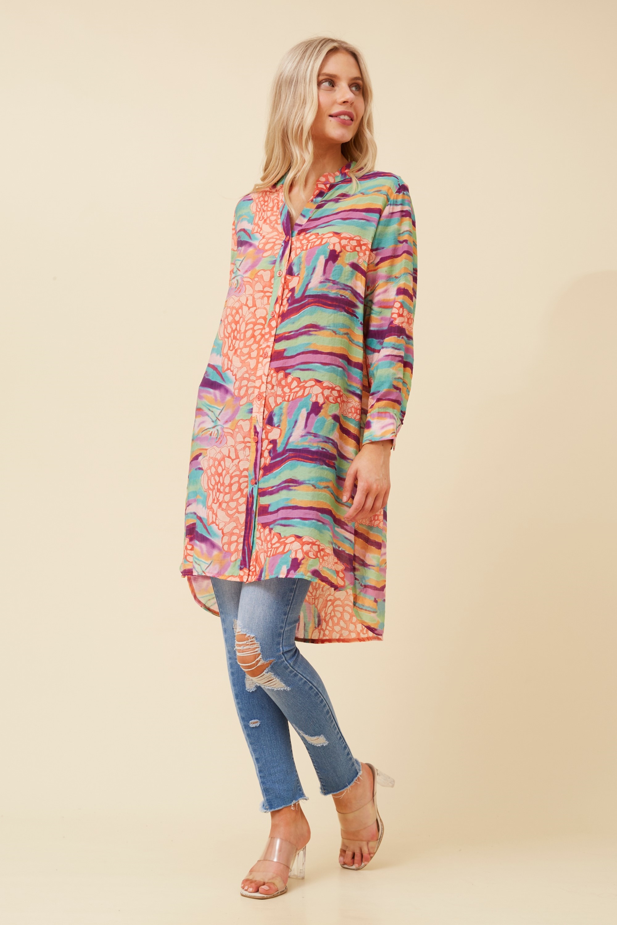 JANSON ABSTRACT PRINT TUNIC TOP