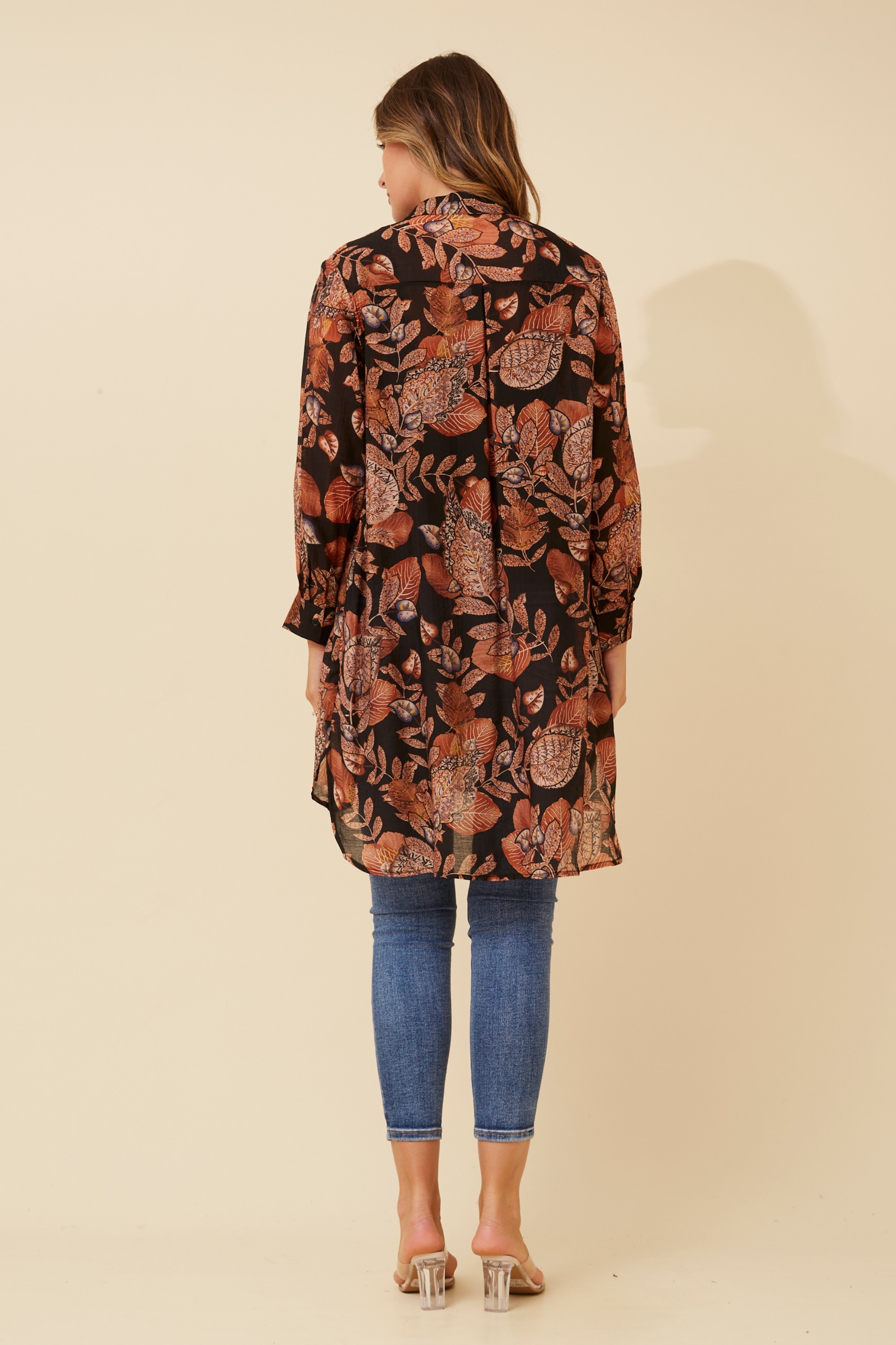 JANSON LEAF PRINT TUNIC TOP