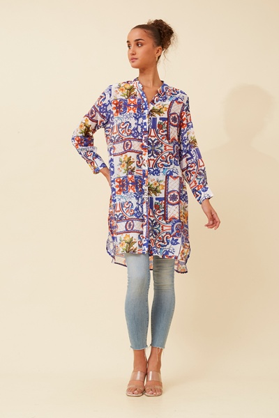 JANSON PATCHWORK PRINT TUNIC SHIRT