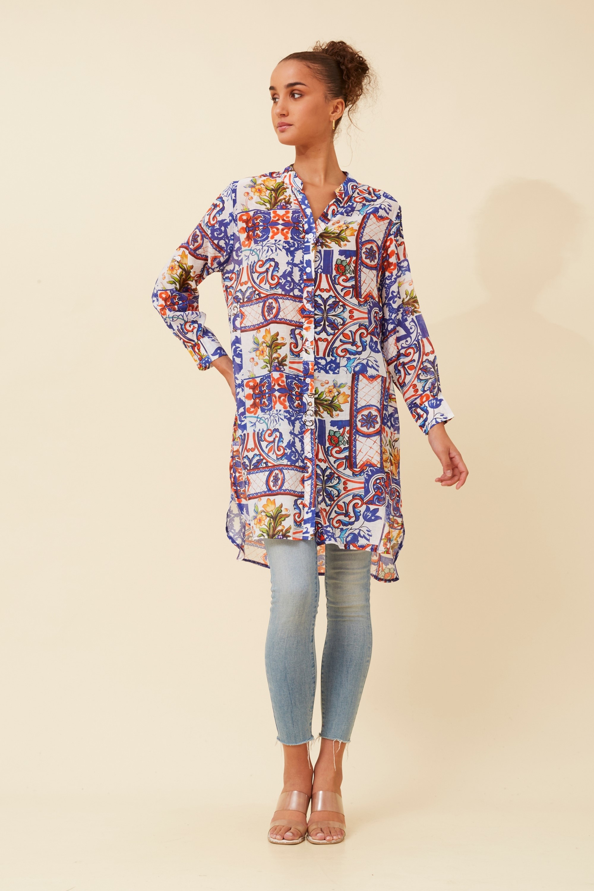 JANSON PATCHWORK PRINT TUNIC SHIRT