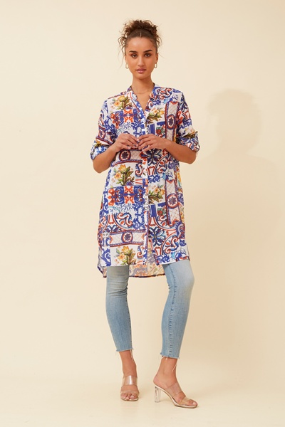 JANSON PATCHWORK PRINT TUNIC SHIRT