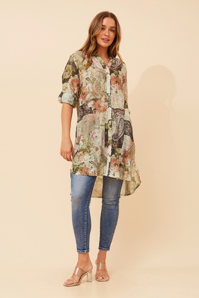 JANSON PATCHWORK PRINT TUNIC SHIRT