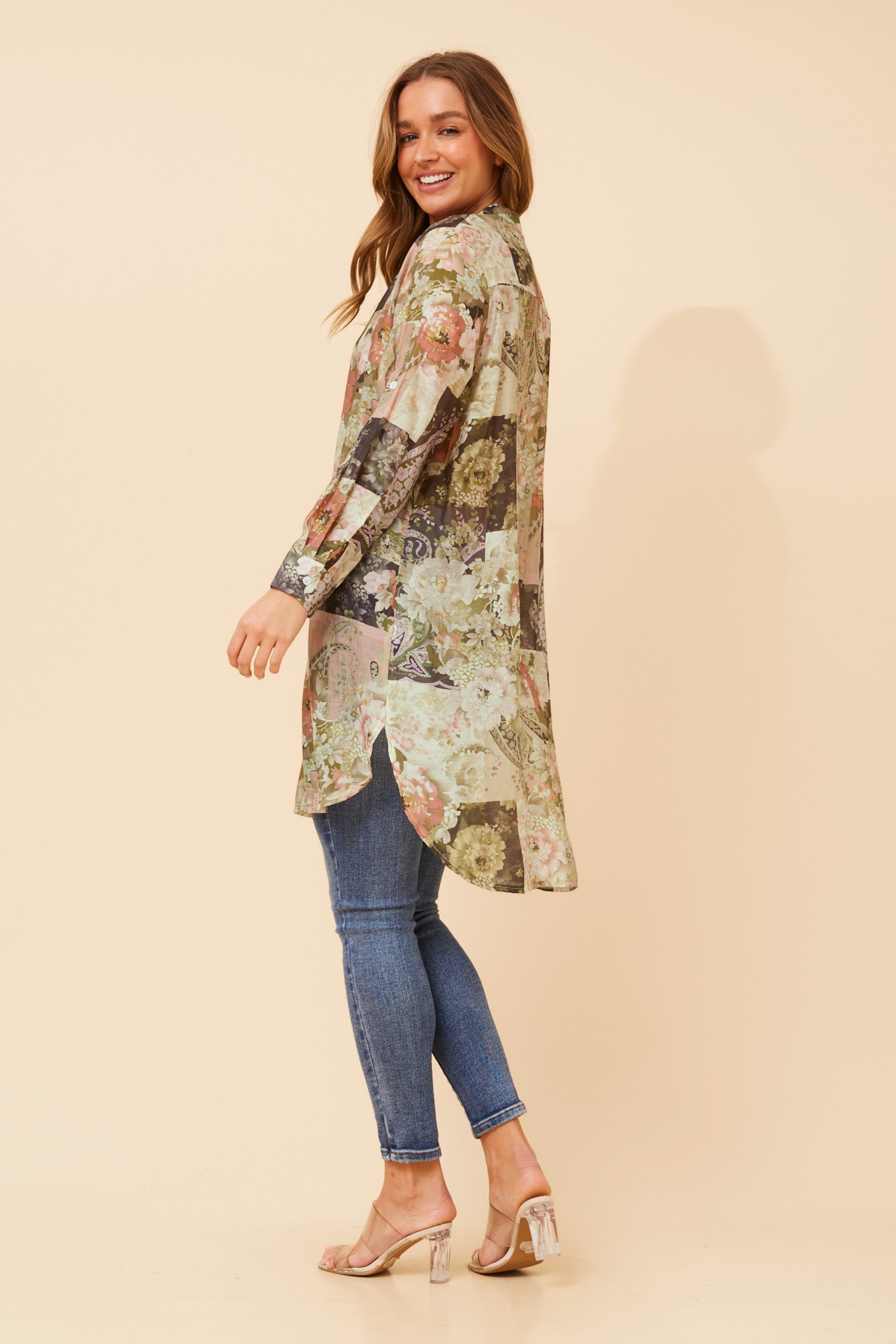 JANSON PATCHWORK PRINT TUNIC SHIRT