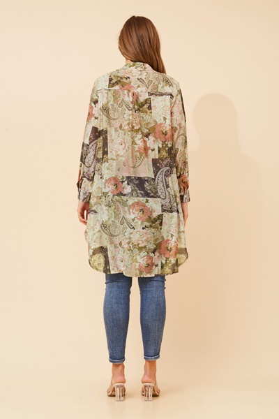 JANSON PATCHWORK PRINT TUNIC SHIRT