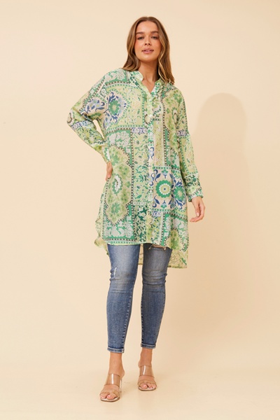 JANSON PATCHWORK PRINT TUNIC SHIRT