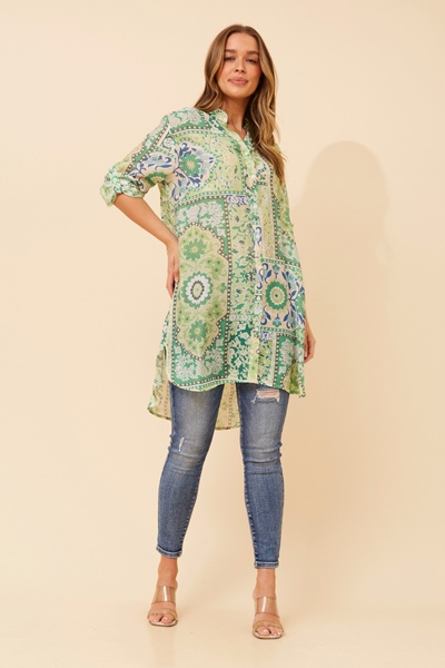 JANSON PATCHWORK PRINT TUNIC SHIRT