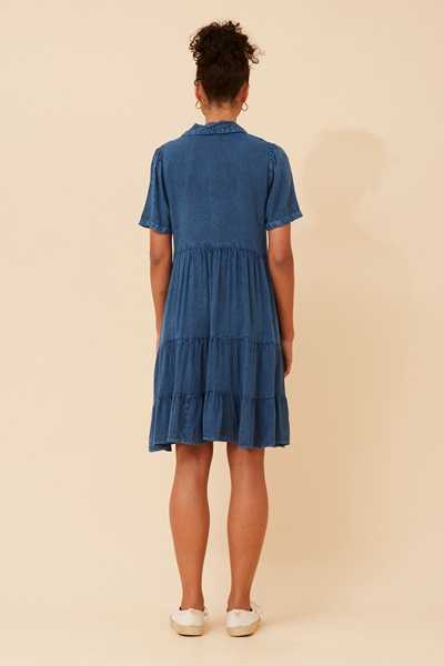 JANVIKA SOLID TIERED DRESS