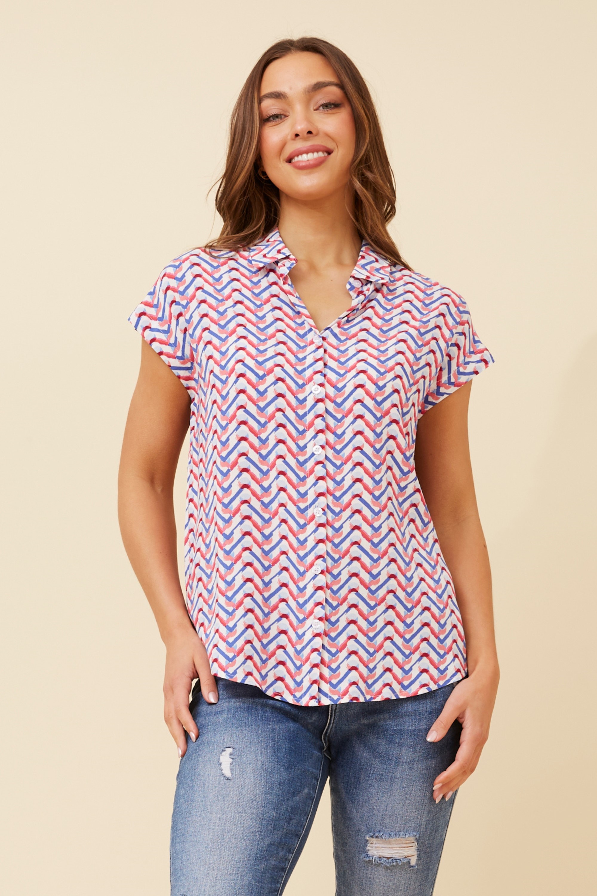 JARMIL CHEVRON PRINT TOP