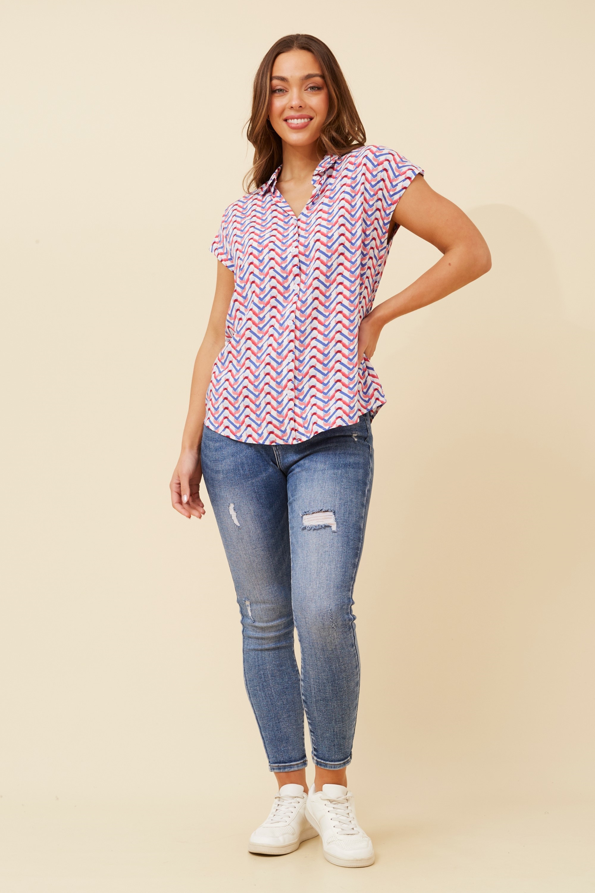 JARMIL CHEVRON PRINT TOP