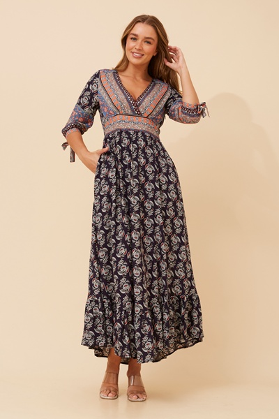 JASMINE BORDER PRINT MAXI DRESS