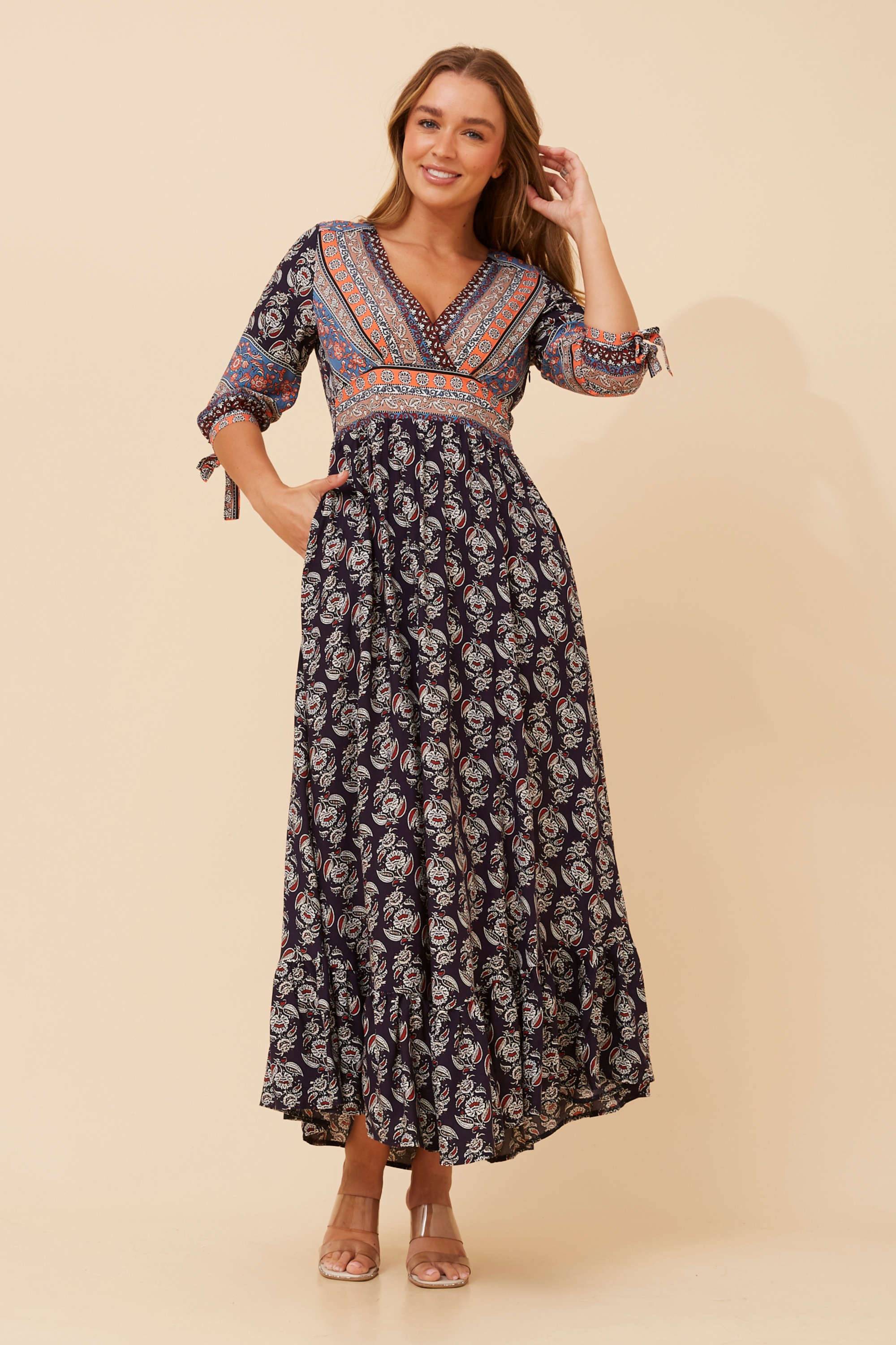 JASMINE BORDER PRINT MAXI DRESS