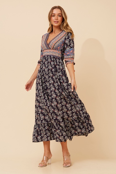 JASMINE BORDER PRINT MAXI DRESS