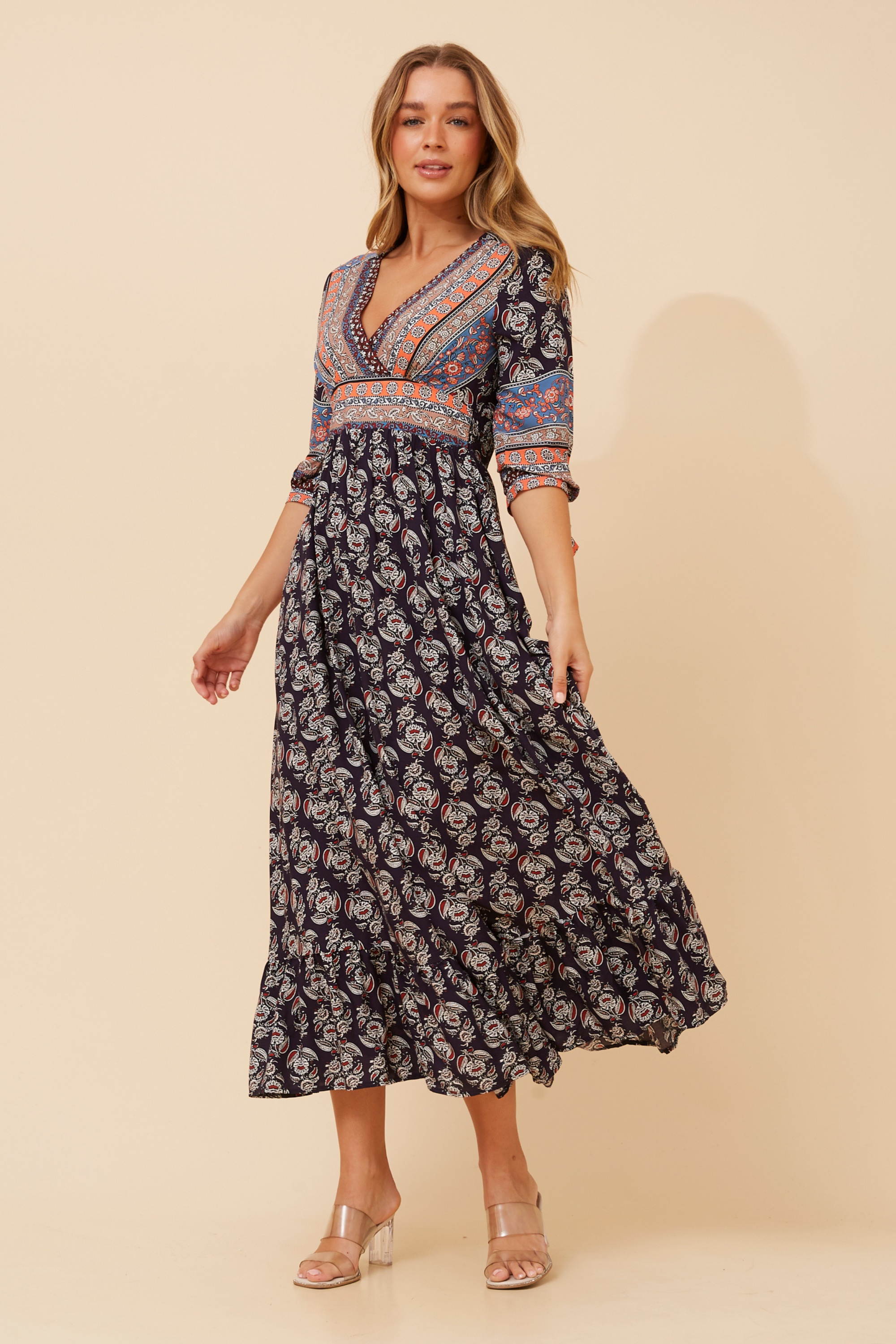 JASMINE BORDER PRINT MAXI DRESS