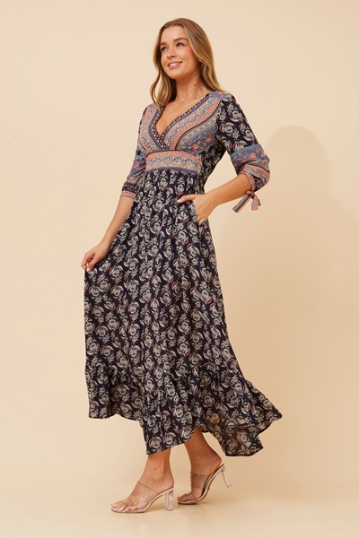 JASMINE BORDER PRINT MAXI DRESS